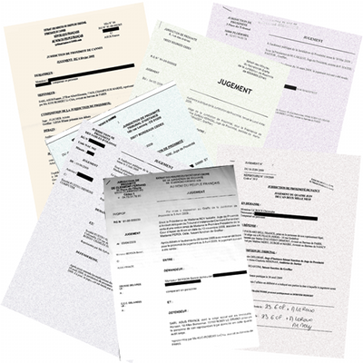 Feuillets des décisions de justice